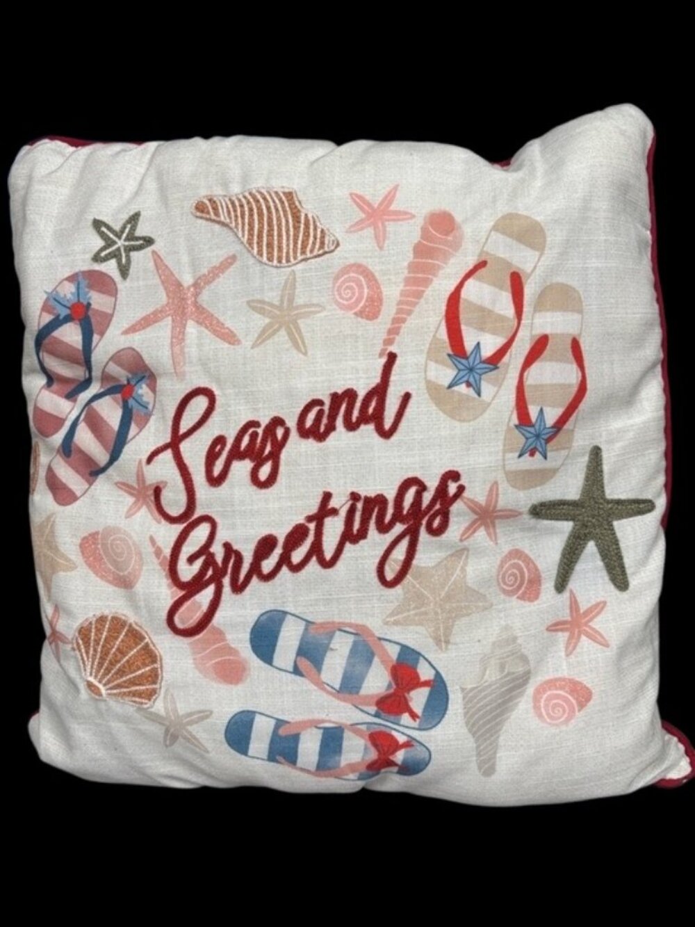 St Nicholas Square Seas and Greetings Coastal Holiday Throw Pillow 16x15